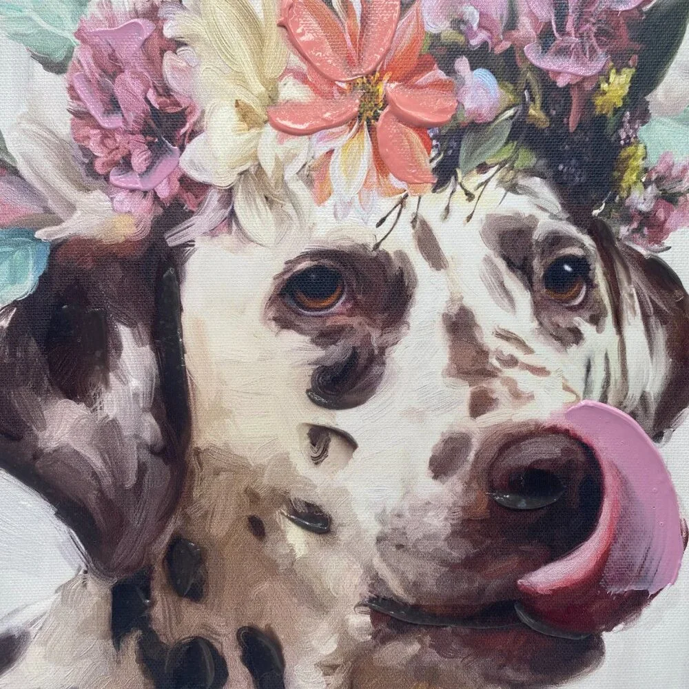 Flower Power III By Studio Arts Canvas Art Print Flower Crown Dalmatian